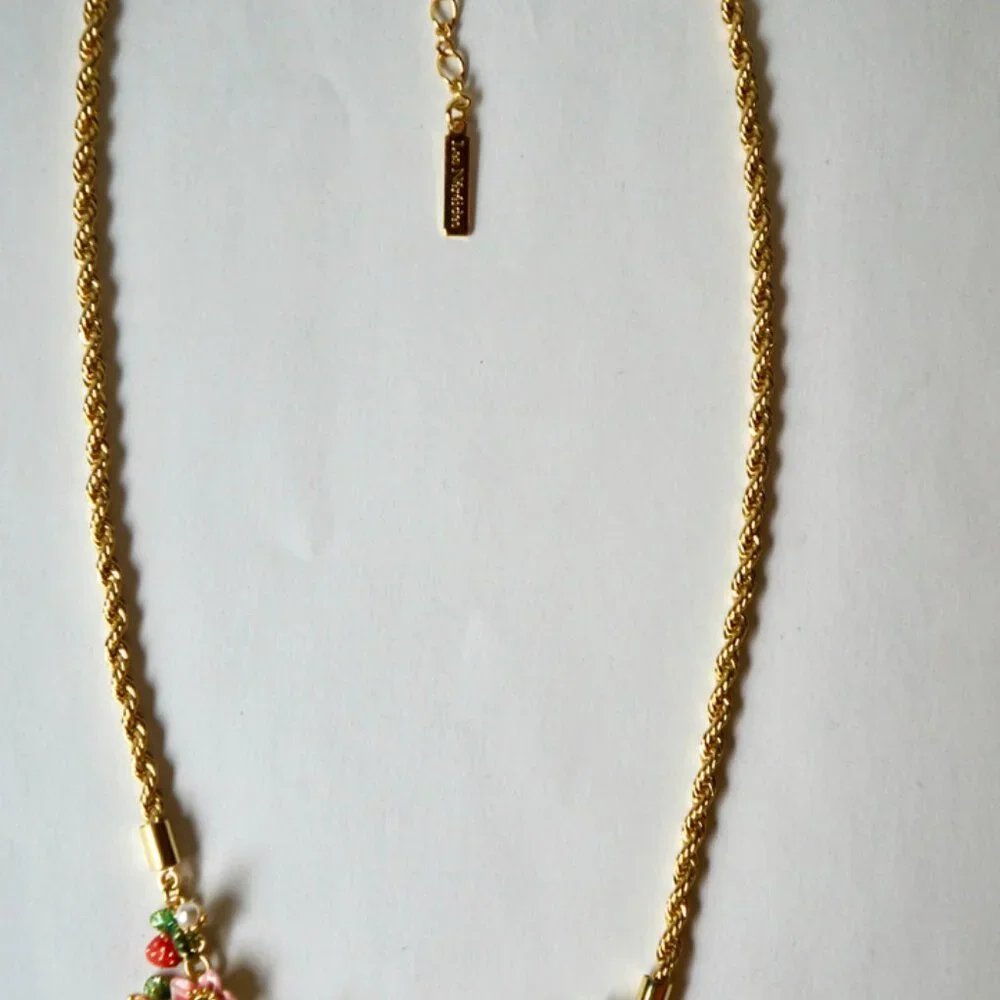 Nice necklace with flowers, strawberries and red stones - Picture 6 of 7